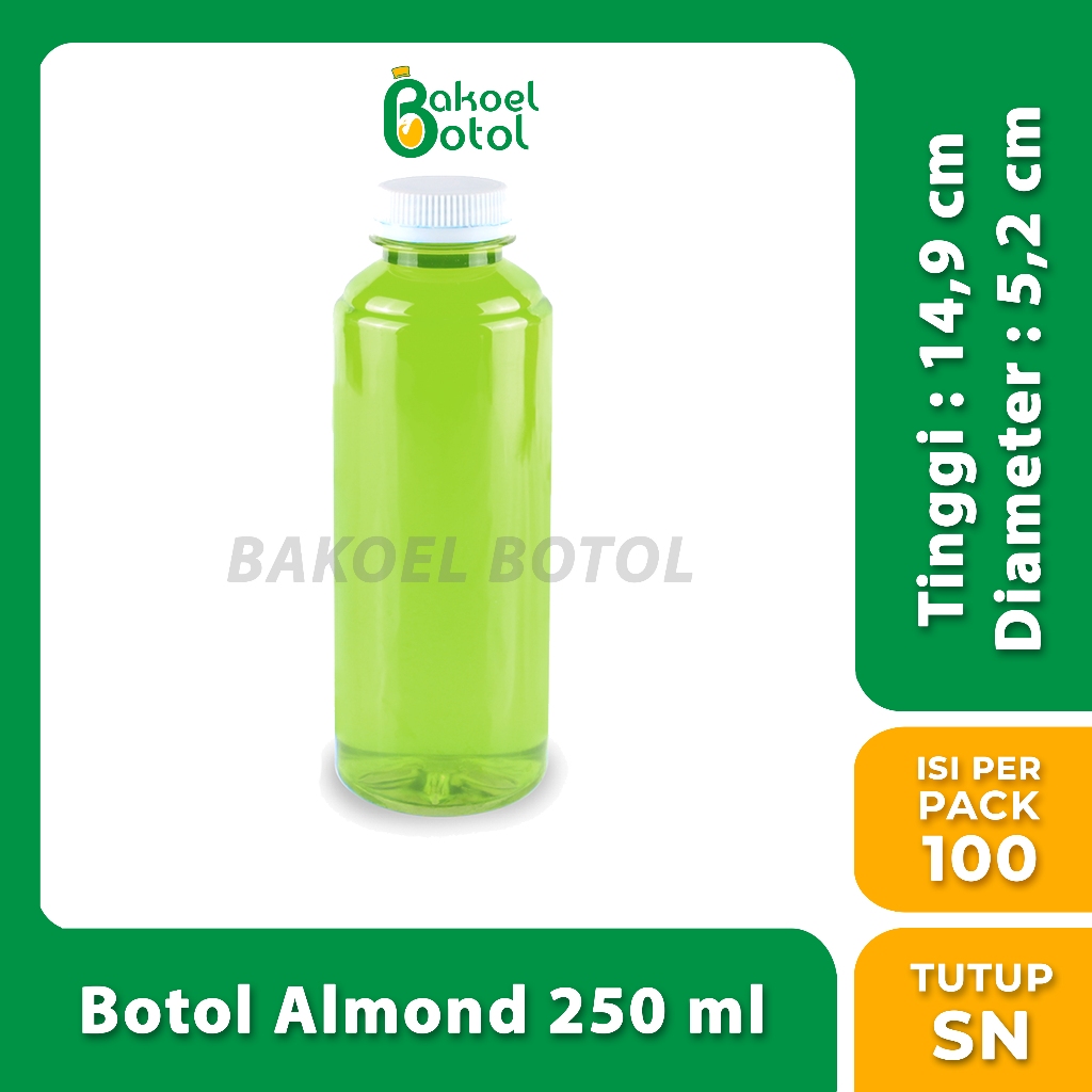 Botol Almond 250 ml14,5 gr / Botol Plastik 250 ml / Botol Pudot 250 ml / Botol Minuman Kekinian