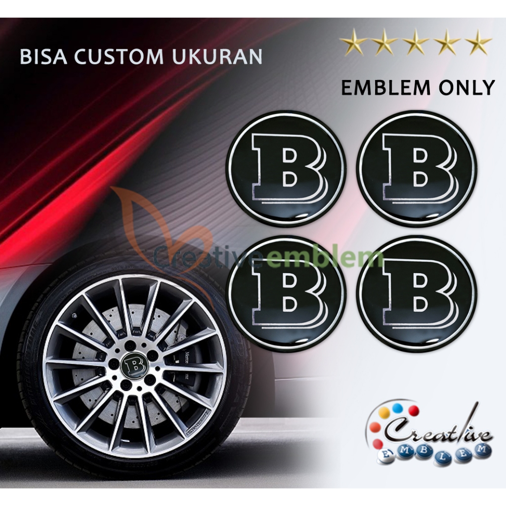 Sticker Timbul Tutup Dop Velg BRABUS size 4 s/d 6 cm (4 pcs)