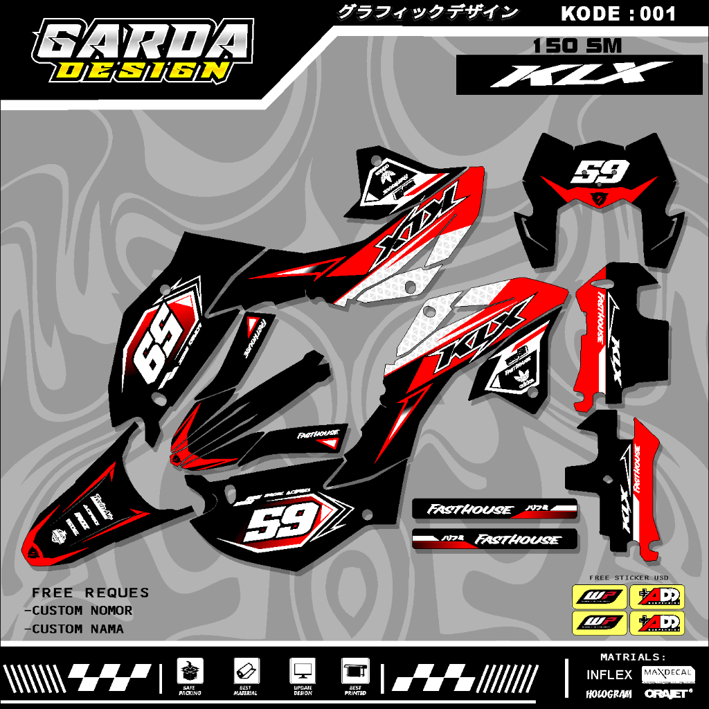 Stiker Decal KLX 150 SM Full Body Terbaru 2023 - 2024 DECAL KLX 150 SM HITAM /DECAL KLX 150 NEW / DE