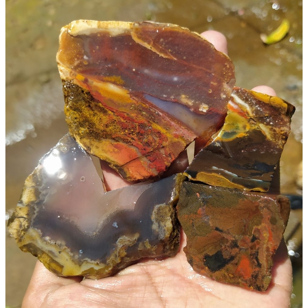 (COD) batu akik lempengan pancawarna batu garut bahah lempengan galian ci angel cristal