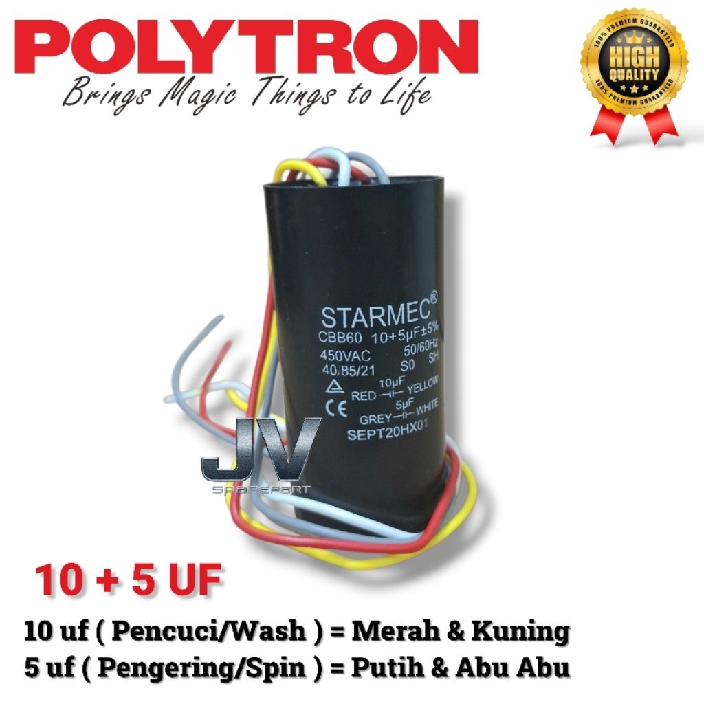 Kapasitor Mesin Cuci POLYTRON 2 Tabung PWM9368