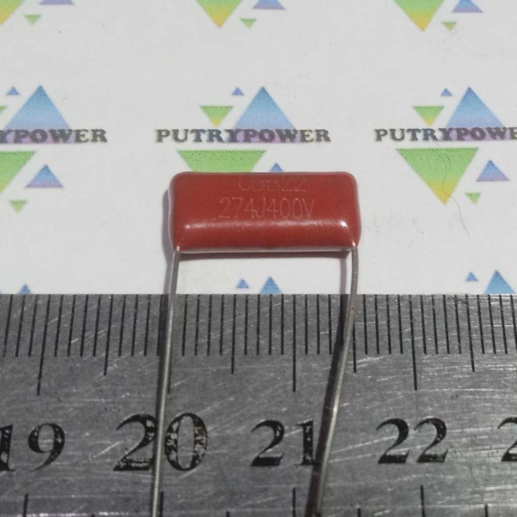 CBB22 274J400V 15mm milar 270nf 270n 274 400v merah capasitor kapasitor mylar  capacitor 274j