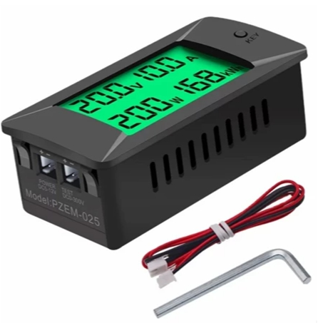 DC KWh Watt Meter PZEM-025 100A 200A Peacefair Volt ampere KWH Meter