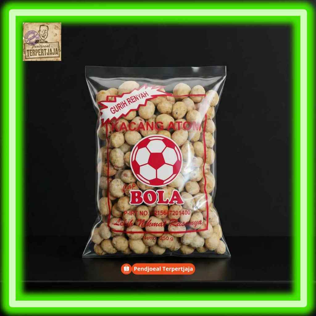 Kacang Atom Cap Bola 250gram (Kemasan Kecil) - Oleh-oleh wajib Khas Kota Samarinda - Rasa Gurih, man