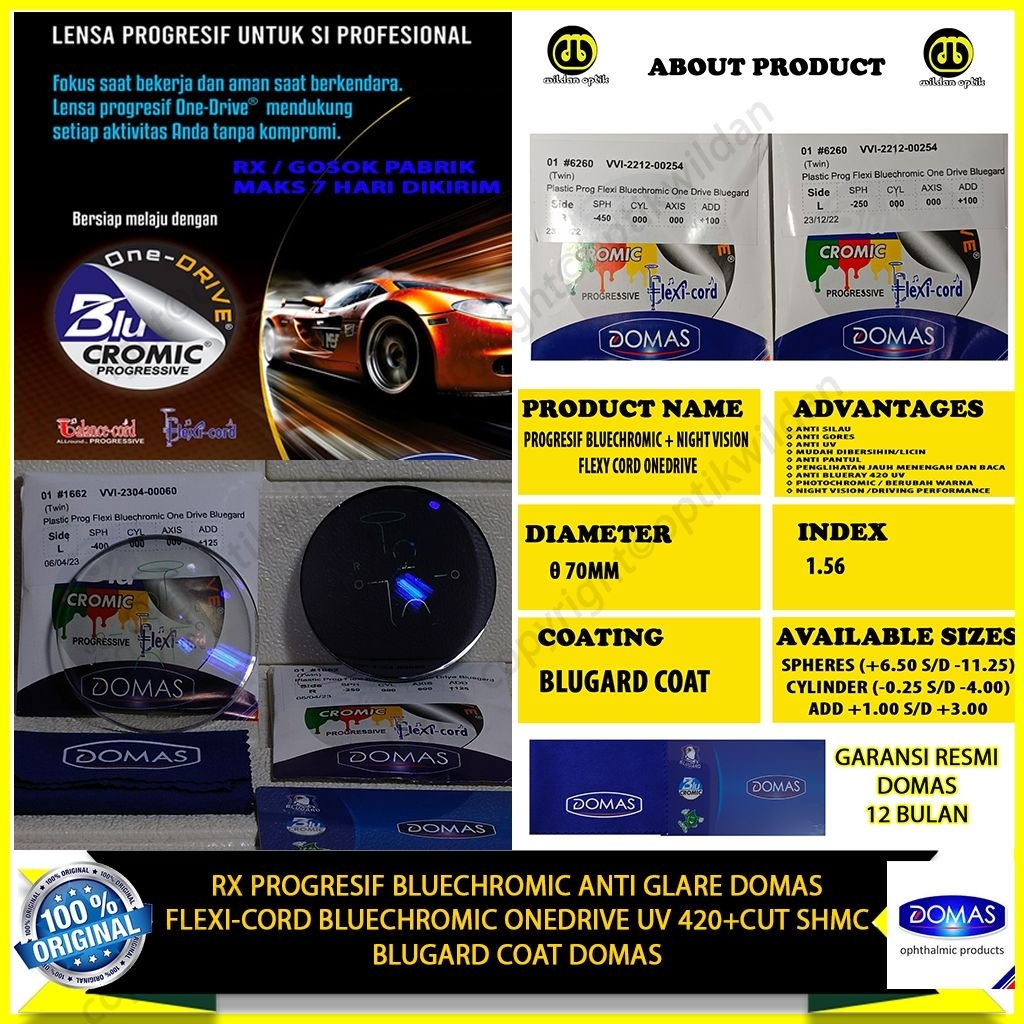 DOMAS PO PABRIK PROGRESIF FLEXI CORD BLUECHROMIC ONEDRIVE PROSES RX/GOSOK PABRIK