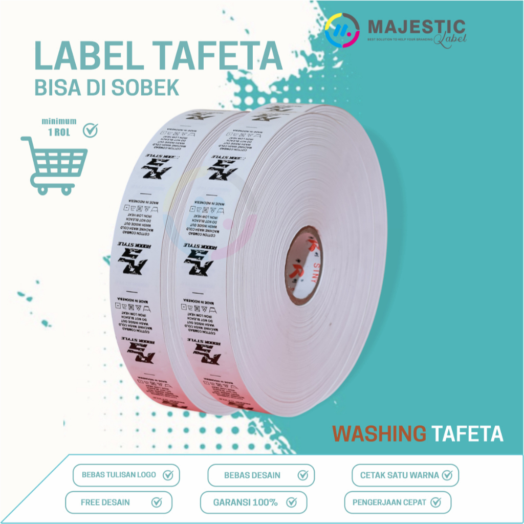 label tafeta/washing intruktion/washing/label  pencucian/label baju