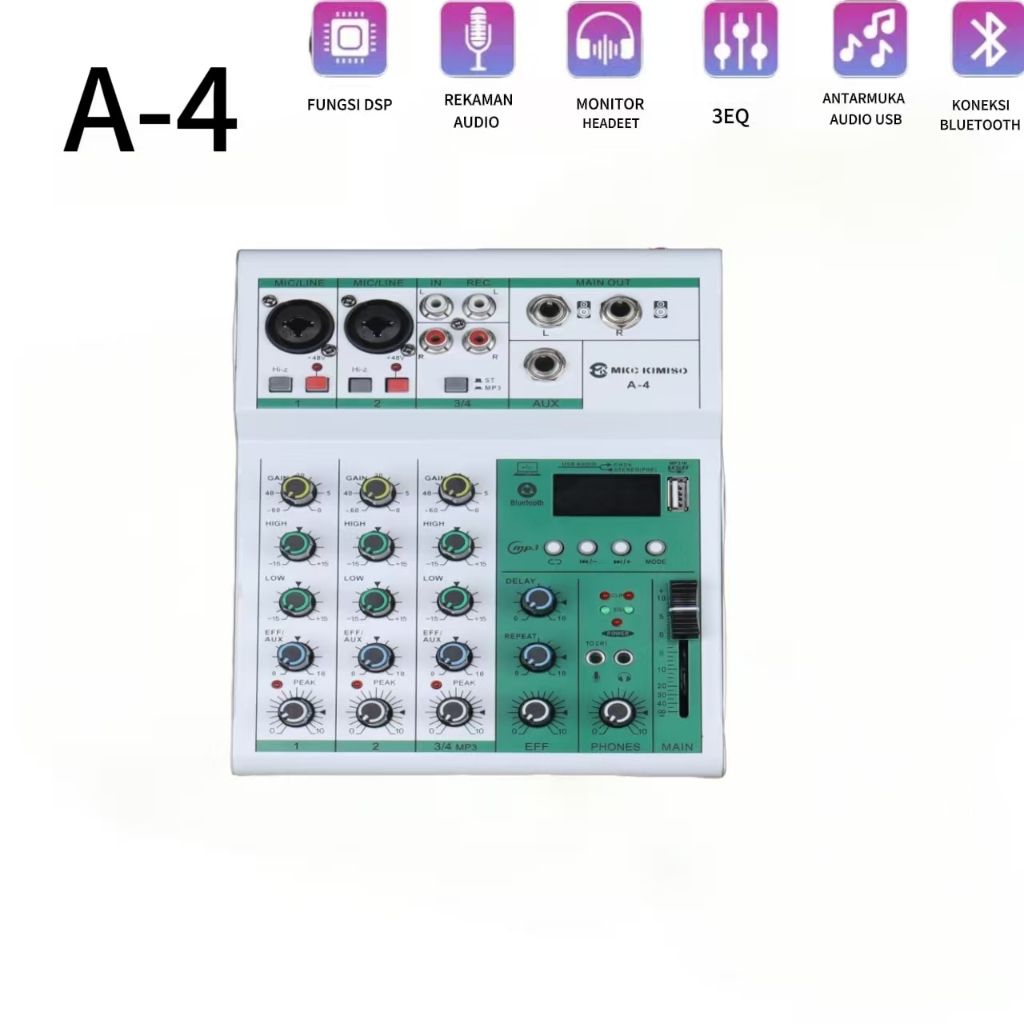 A-4 Channel Mixer audio/mixer mini/Kartu Suara/Amplifier Bluetooth/profesional USB Peralatan perekam