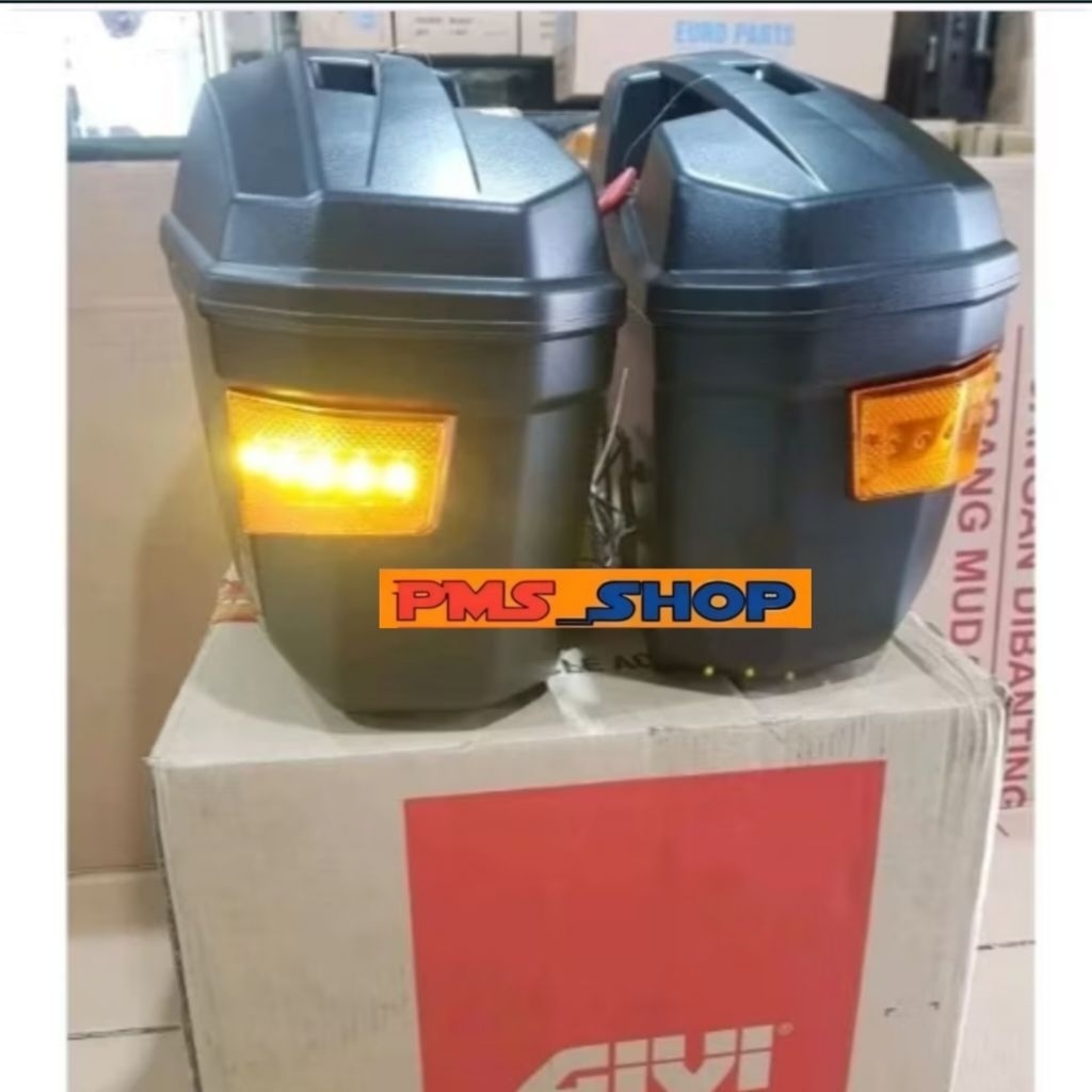 SIDE BOX GIVI E 22 NS DILENGKAPI LAMPU LED BOX SAMPING GIVI E22 BOX KANAN KIRI MERK GIVI E22 E 22 NS