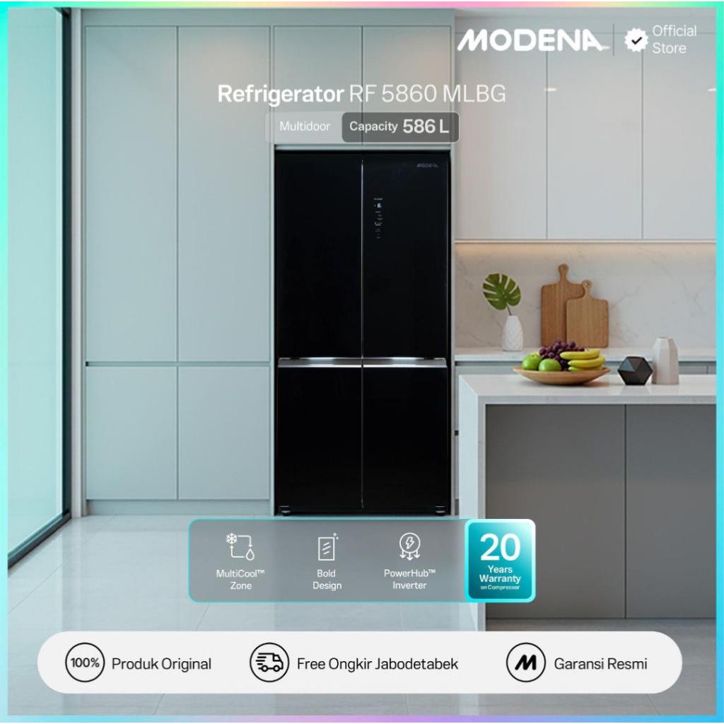 KULKAS MODENA MULTI GLASS DOOR REFRIGERATOR 586LITER RF 5860 MLBG KULKAS MODENA 4 PINTU RF5860MLBG S