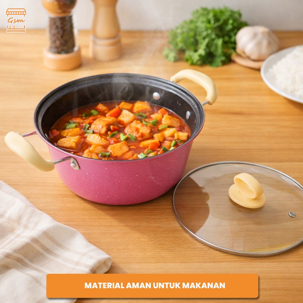 GSM Panci Sop Banyak Ukuran / Panci Sop Enamel Stainless / Soup Pot Panci Susu Enamel