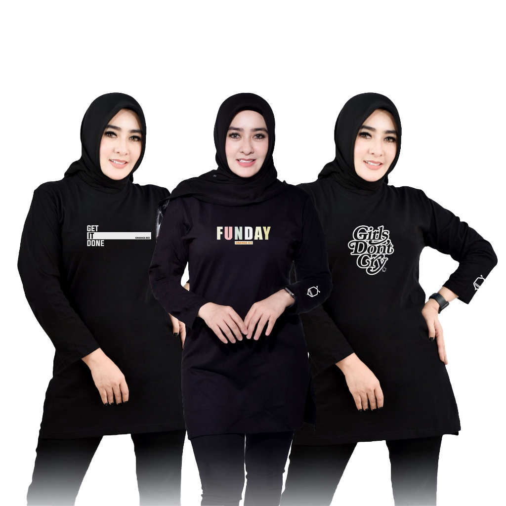 Tunik Kaos - OrangeBee New Collection - Tunik Muslimah - Tunik Kekinian - Tunik Kaos Muslimah - Tuni