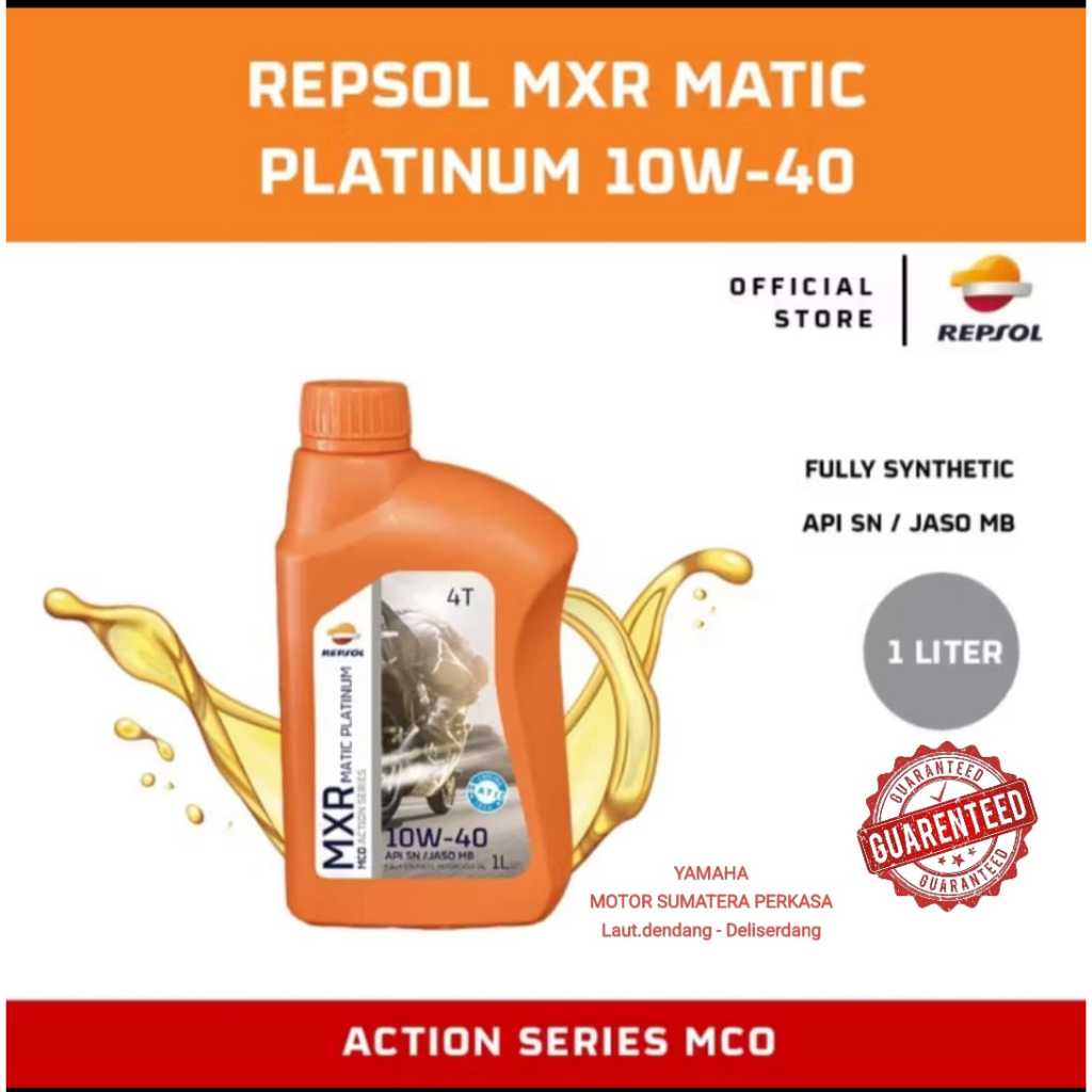 (PLATINUM) OLI REPSOL MXR MATIC PLATINUM 10W-40 (1L) OLI MESIN MATIC /SKUTER - ORIGINAL REPSOL PLATI