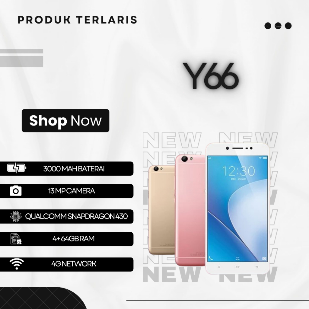 HP VIVO Y66 RAM 4GB+64GB Smartphone 4GLTE Bergaransi 12 Bulan