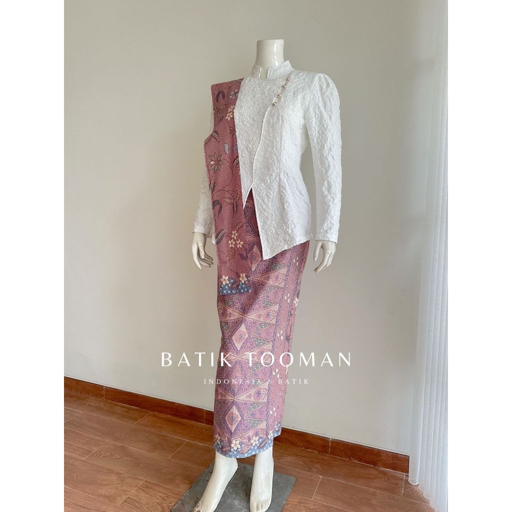 [DIJUAL TERPISAH] SASIRANGAN LILAC Setelan Kebaya Janggan Rok Batik Span Instan Berselendang Warna U