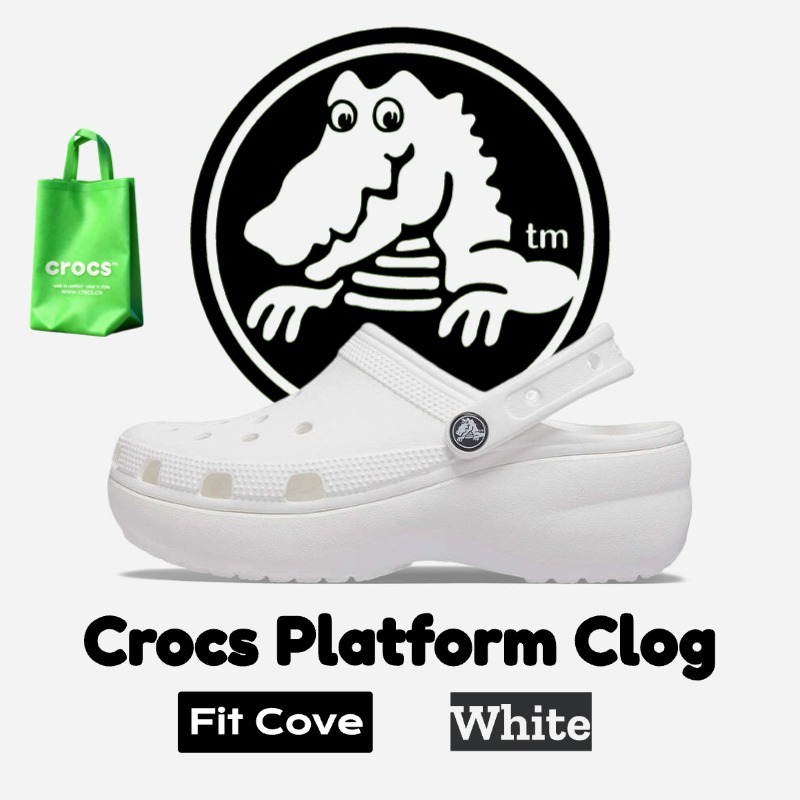 [COD] Original CROCS CLASSIC PLATFORM CLOG /Sandal Crocs Wanita,crocs platform sandal wanita-White