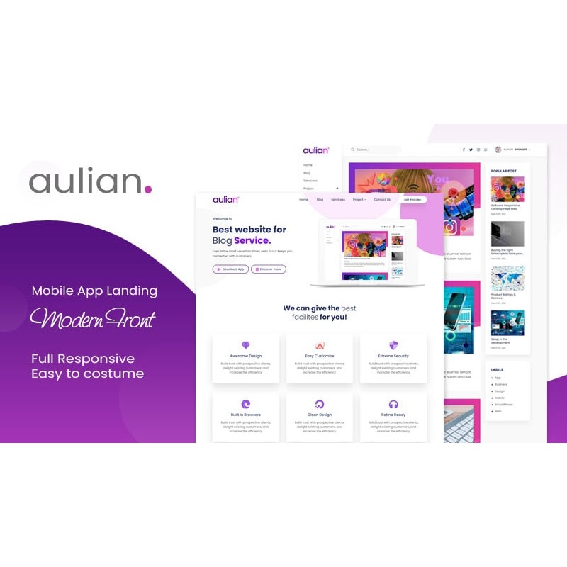 Aulian v2.0 Responsive Blogger Template | Landing Page SEO Friendly