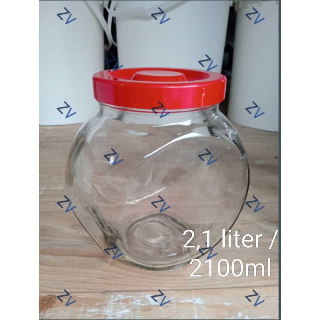 Toples Kaca 2 liter / Toples Kaca Jadul / Toples Miring / Toples Permen