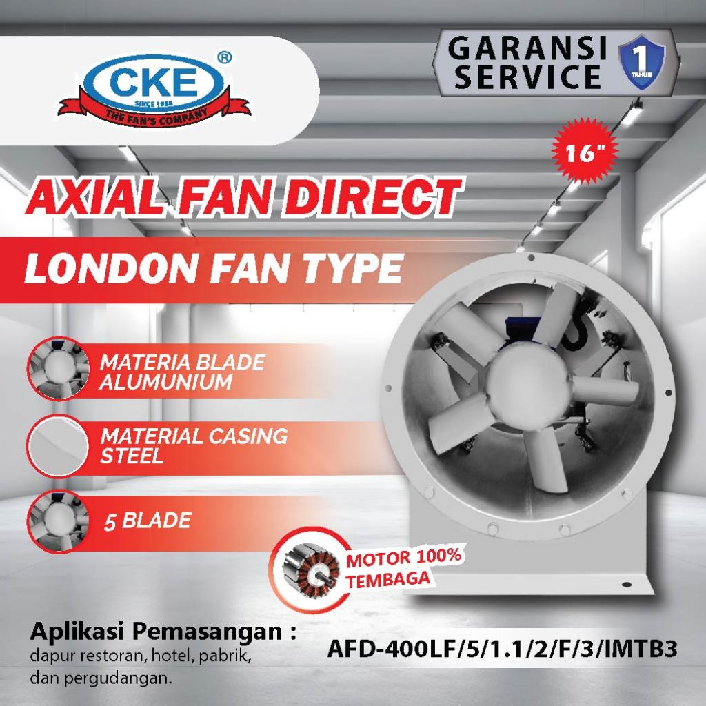 Axial Fan CKE 16 Inch 380V AFD-400LF/5/1.1/2/F/3/IMTB3 Blower