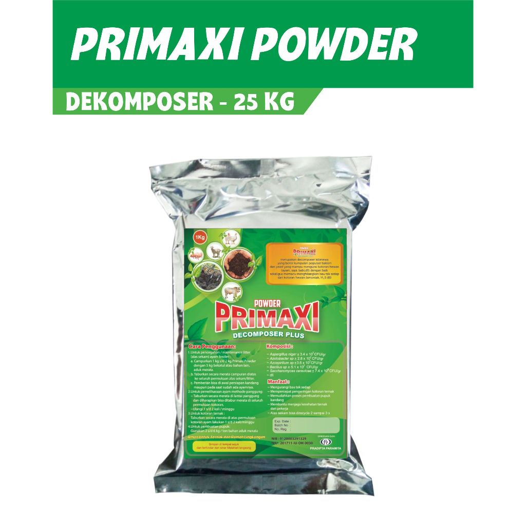 Primaxi Powder 25 kg Dekomposer Penghilang bau amoniak kandang