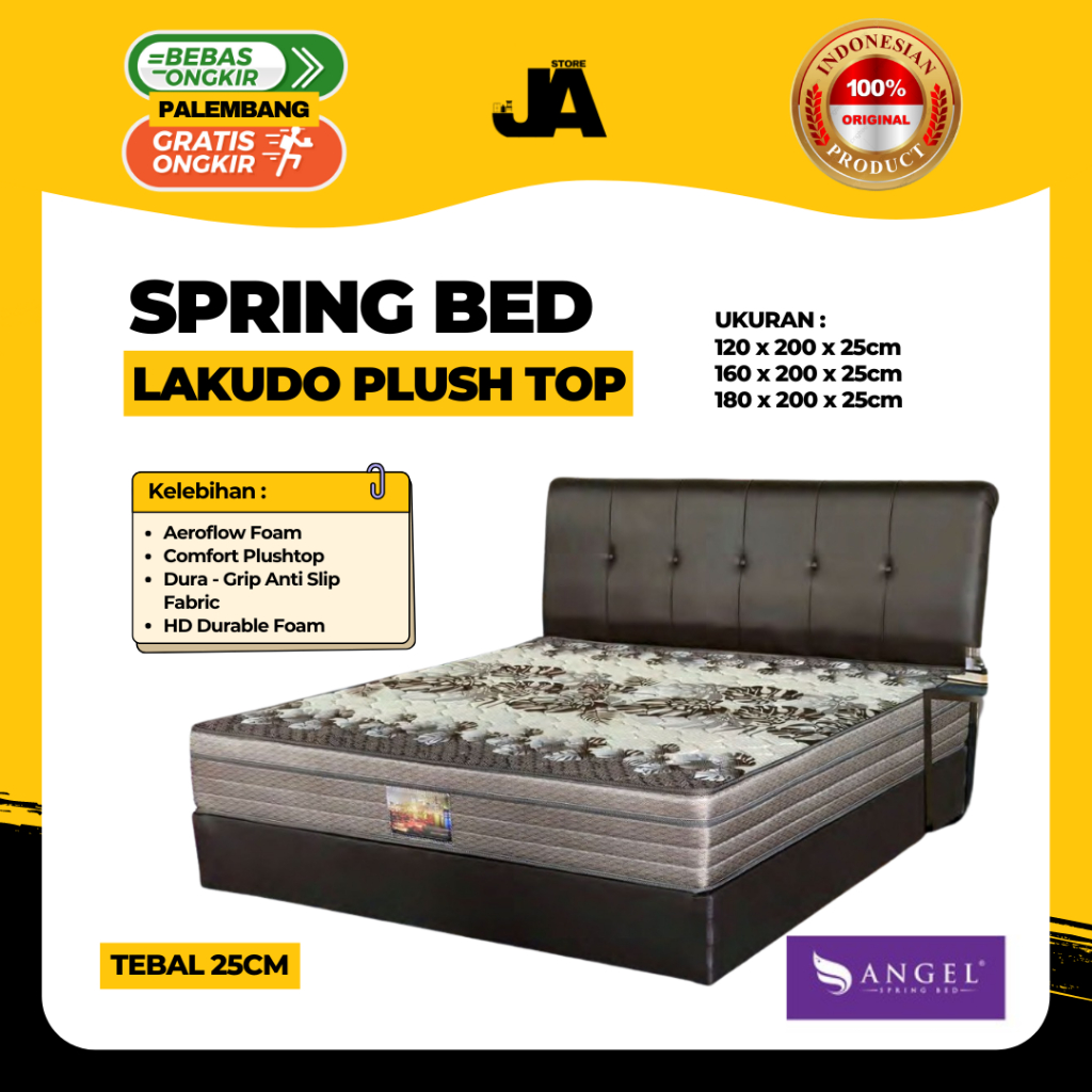 Spring Bed Lakudo Plushtop Angel Tebal 22cm (Matras Saja) / Matras Murah Berkualitas Palembang
