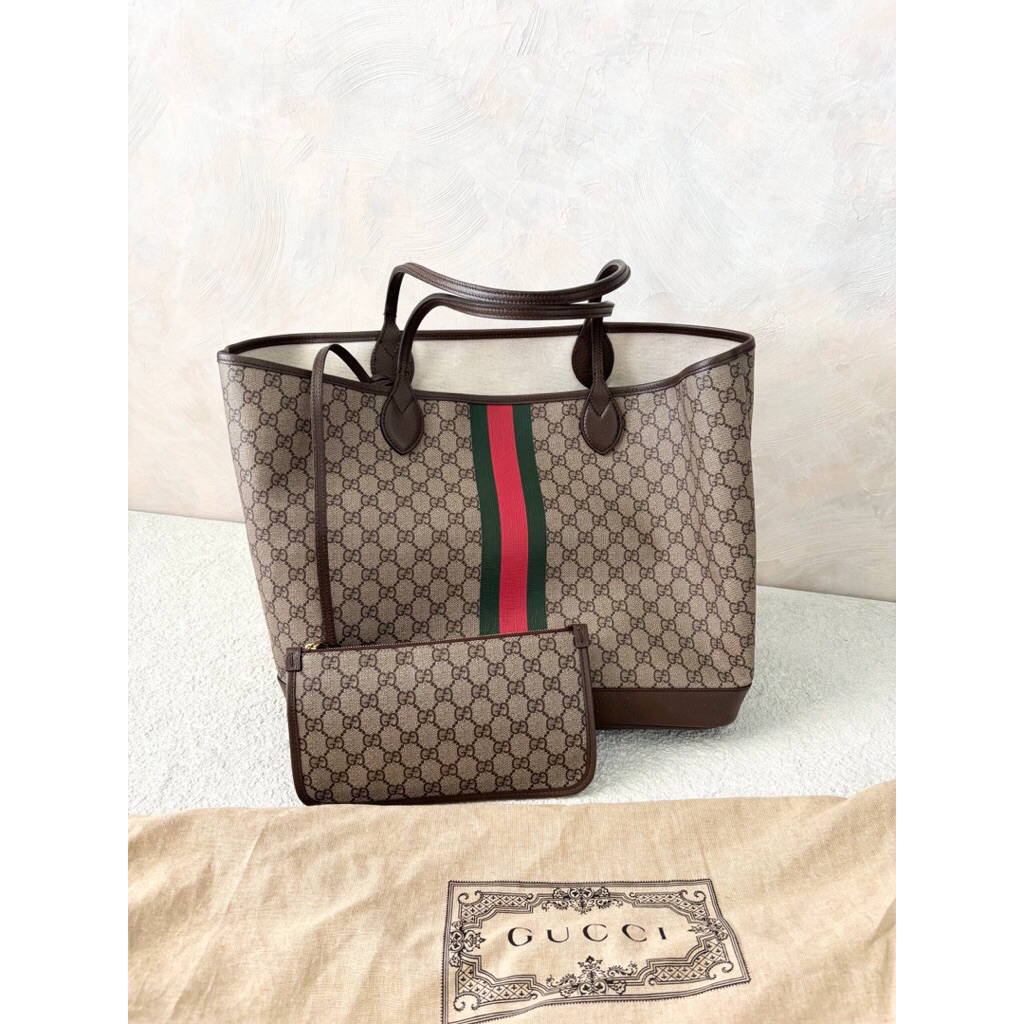 (PRELOVED) Gucci Ophidia GG Medium Tote Beige