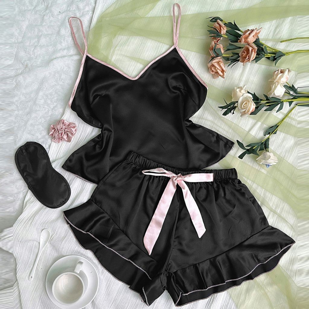 [SDW] pekanbaru/Lingerie - Sleepwear Baju Tidur Satin Celana Set Pakaian Tidur Wanita - Piyama 051