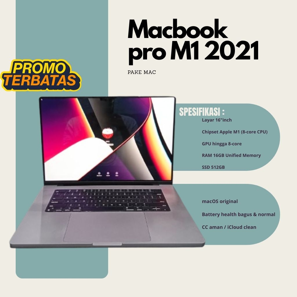 MACBOOK PRO M1 pro 2021 16"INCH RAM 16/512GB