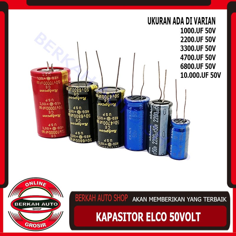 Kapasitor Elco 1000uf 2200uf 3300uf 4700uf 6800uf 10000uf  50v 50volt