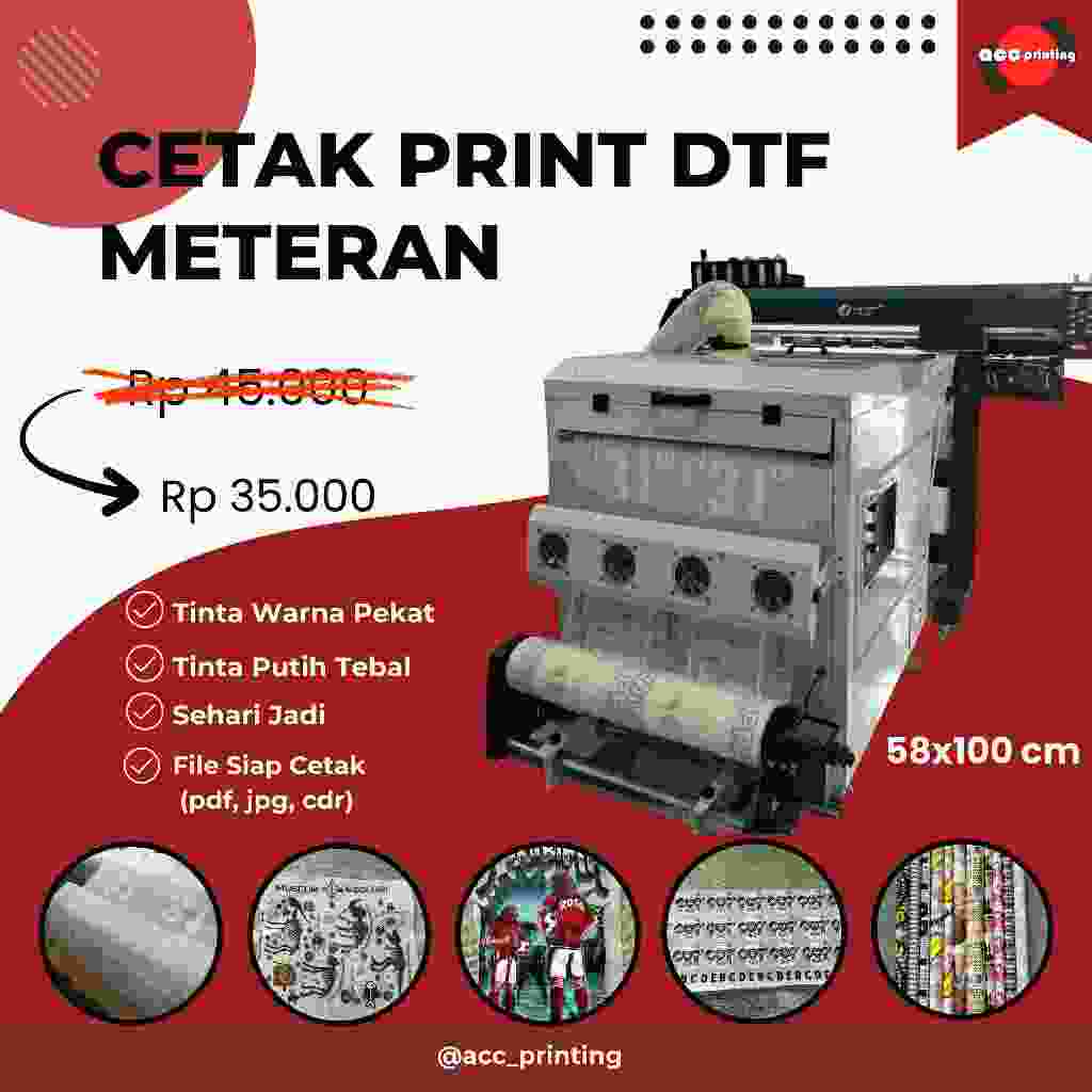 Cetak Sablon DTF Meteran Lebar 58cm siap press