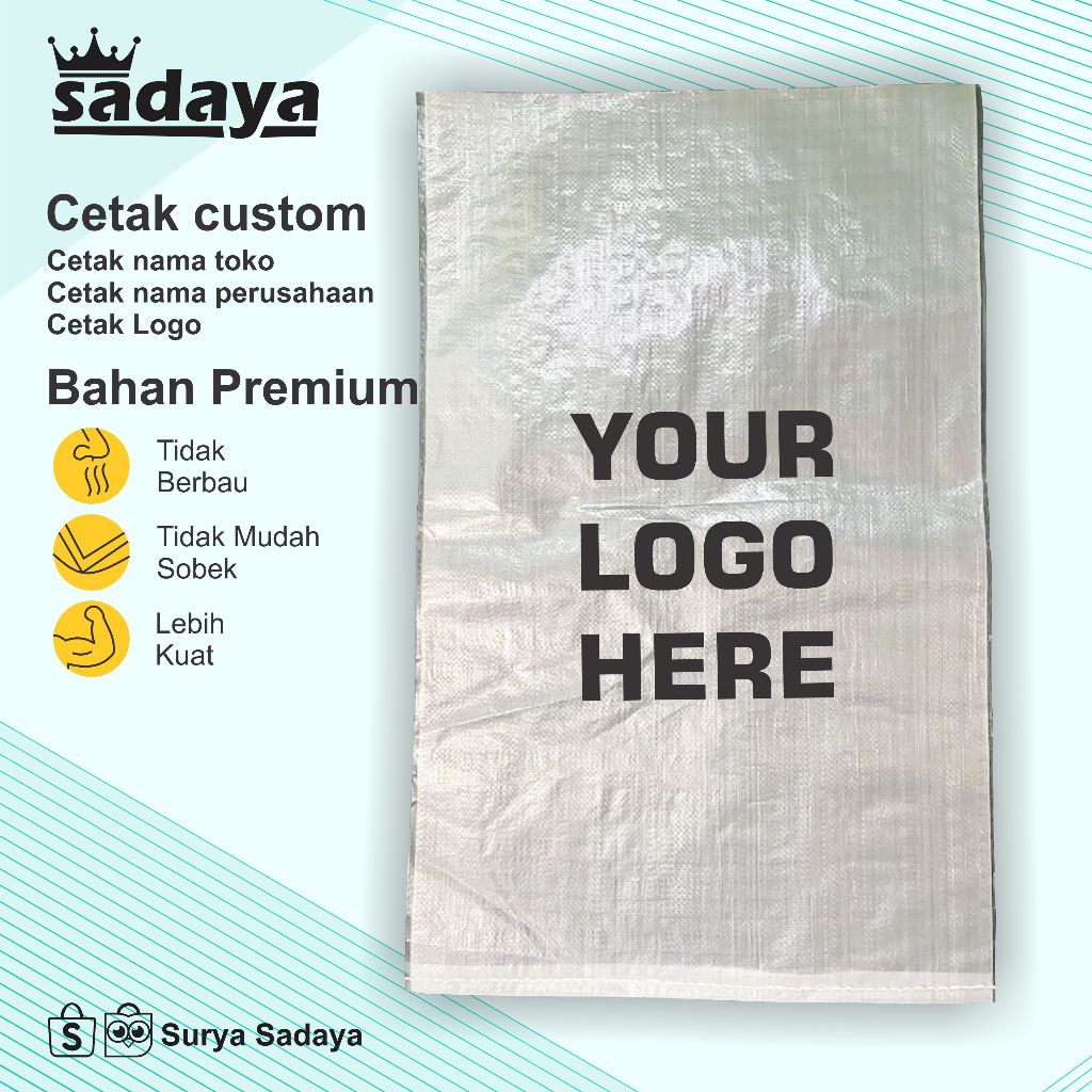 Custom Karung Laminasi 35x53 cm Sablon Karung Laminasi 10kg Sablon Karung Beras Karung Pupuk Karung 