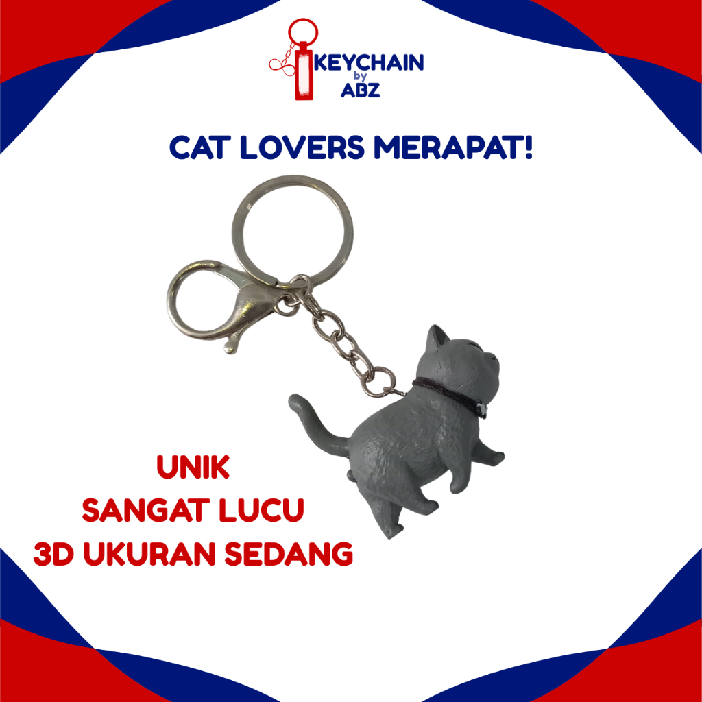 Gantungan Kunci Kucing Lucu | Cat Keychain Mini Figure | Gantungan Kunci Unik Detail Realistis | Gan