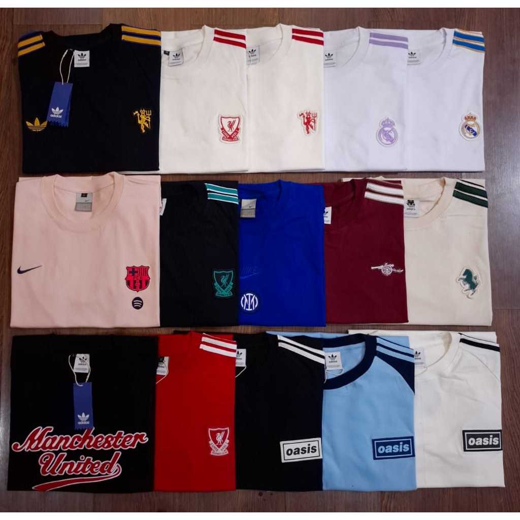 Kaos Bola Casual Retro Vintage Barcelona Real Madrid, Manchester United, Liverpool, Intermilan, Juve
