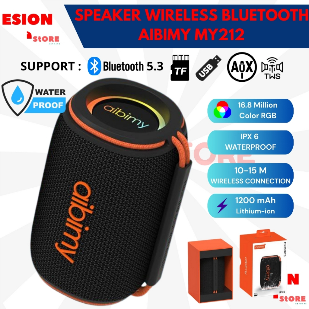 Speaker AIBIMY MY212 Waterproof Bluetooth RGB Speaker Bluetooth Bass Wireless Portable Aktif Mini Sp