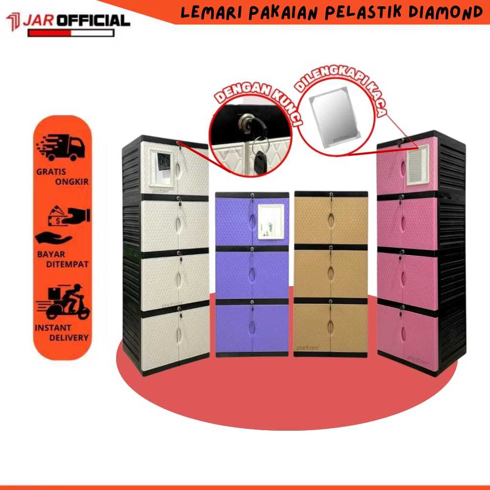 LEMARI PAKAIAN PLASTIK DIAMOND / 3 SUSUN / 4 SUSUN / 2 SUSUN / Keranjang / Rak plastik / Lemari plas