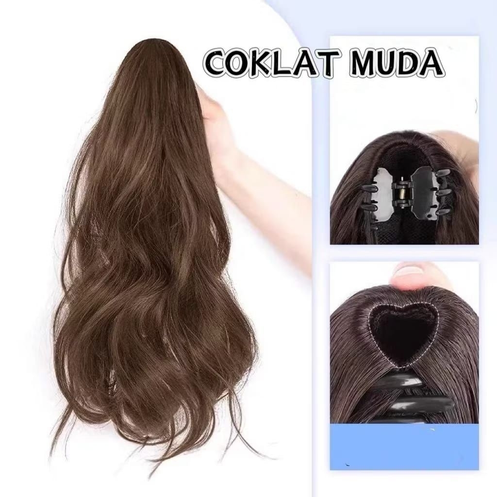 {DS} Rambut Palsu Jepit Panjang 35cm Model Gelombang / Rambut Palsu Keriting Panjang 45cm /  Jepit R