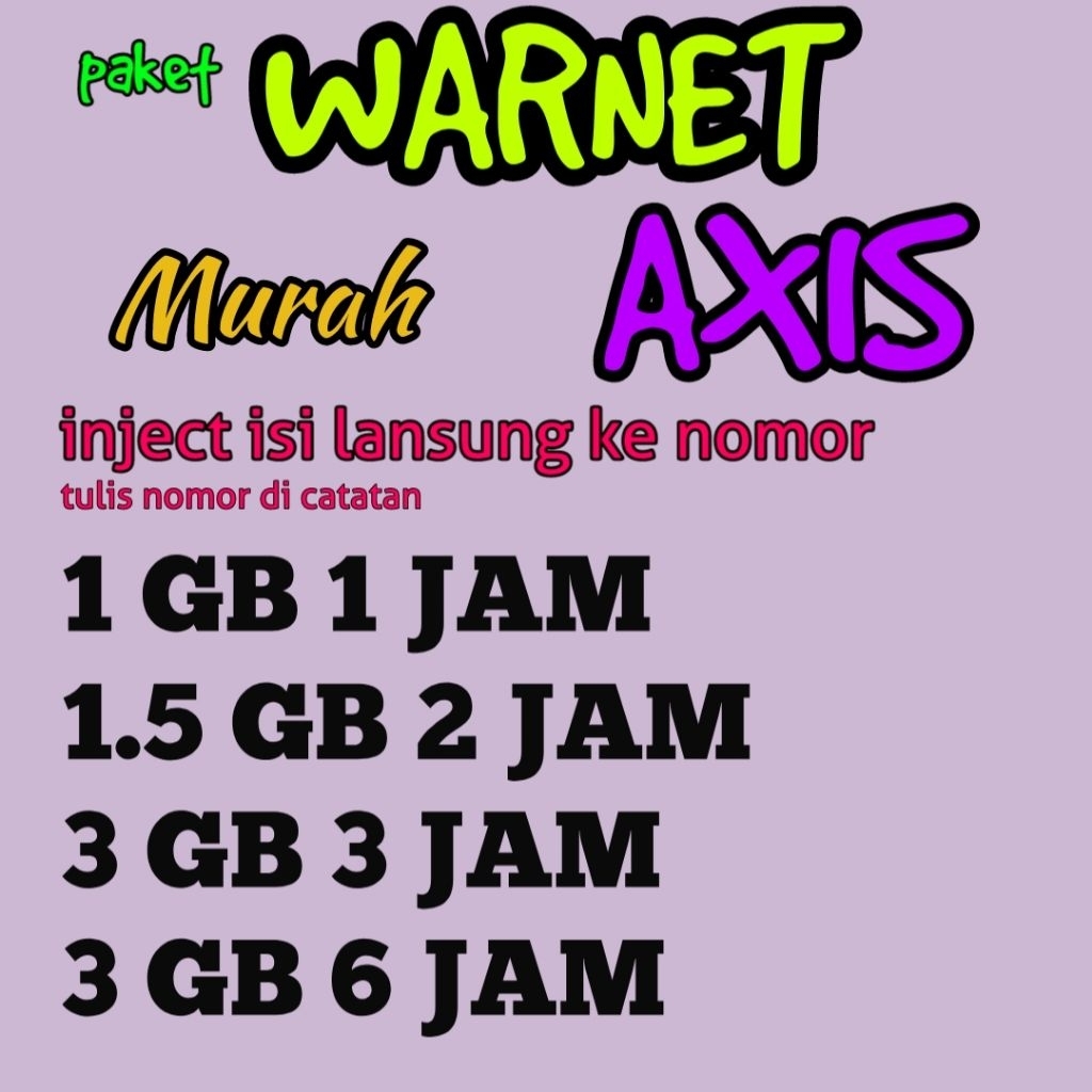 KUOTA WARNET AXIS AKTIF PERJAM MURAH DAN EKONOMIS