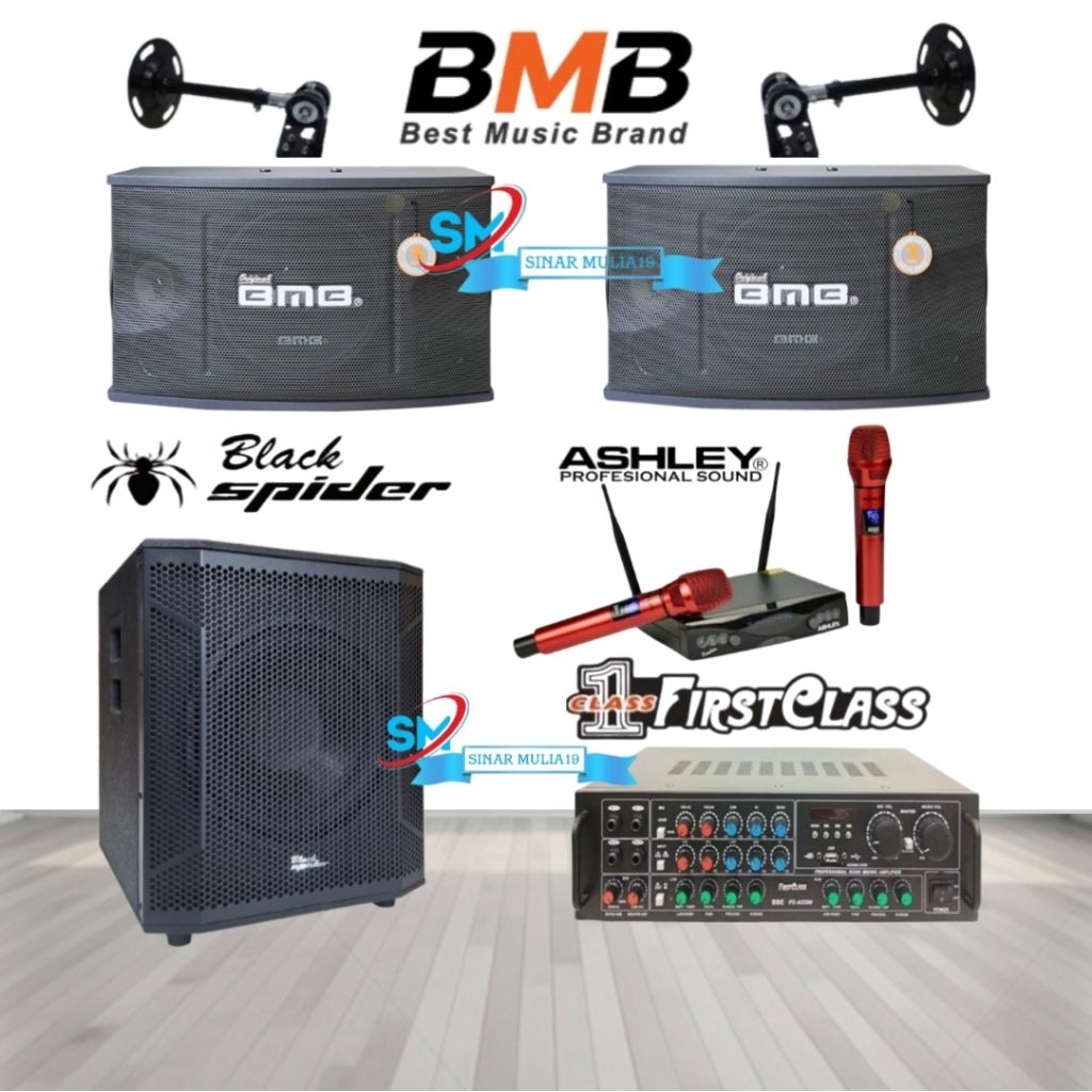 Paket Sound System Karaoke Speaker BMB CS-350 MK II Original Subwoofer Aktif 12 Inch Blackspider Amp