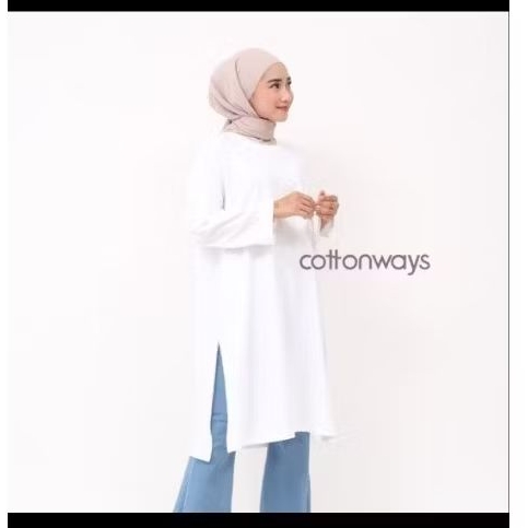 preloved cottonways tunik oversized broken white