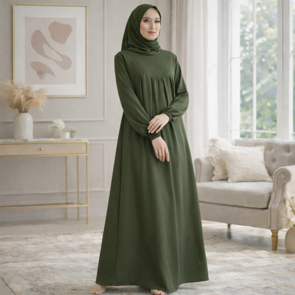 Jauharah - Gamis Dress Bahan Crinkle Airflow Premium - Baju Wanita Muslimah Polos Terbaru