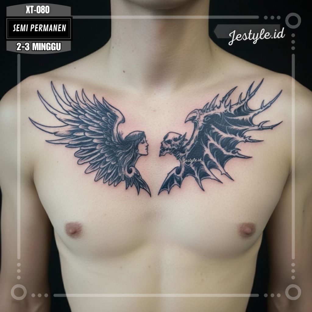 [XT-080] Tato temporer semi permanent tato sayap Dada punggung tahan lama