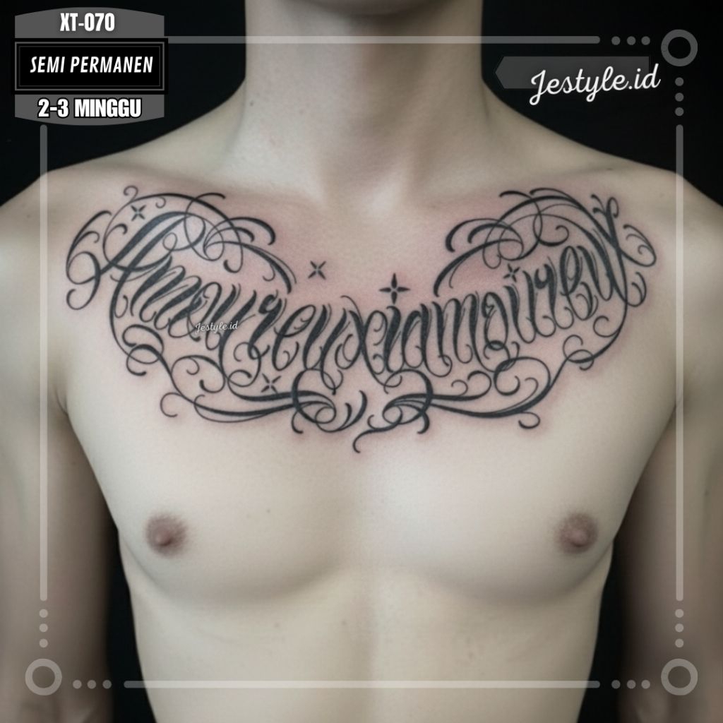 [XT-070] Tato temporer semi permanent tato tulisan Dada punggung tahan lama