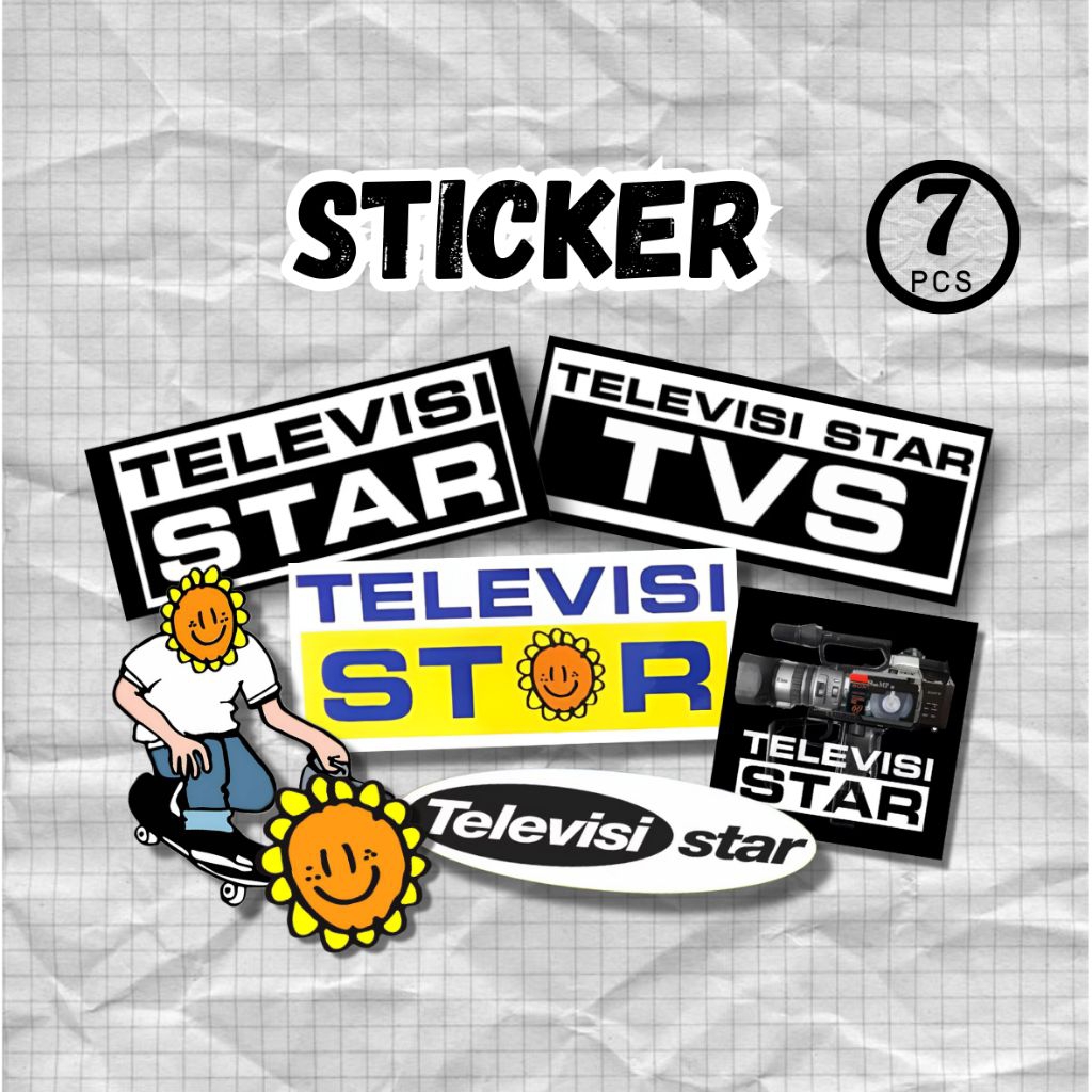 Sticker TELEVISI STAR TVS  Kertas Vynil Glosy Anti Air 4 dan 7 Pcs Murah Dan Kece Paper Stationery s