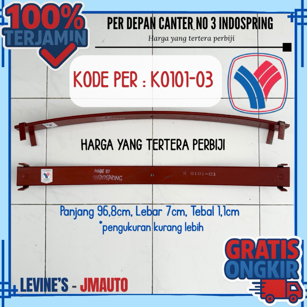 per depan canter nomor 3 per k0101 nomor 3 Indospring per daun canter depan nomor 3 leaf spring cant