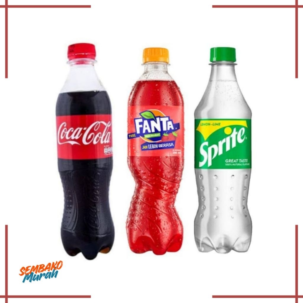 MINUMAN SPRITE FANTA COCA COLA BOTOL 390ml 1 KRAT ISI 12 BOTOL