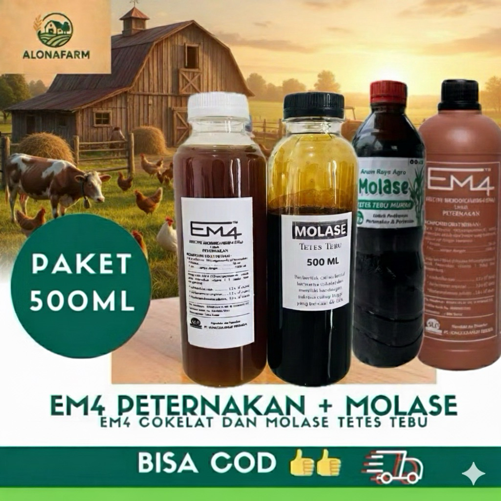 EM4 Peternakan 500ml + Molase Tetes Tebu 500ml. Em4 Coklat + Molase
