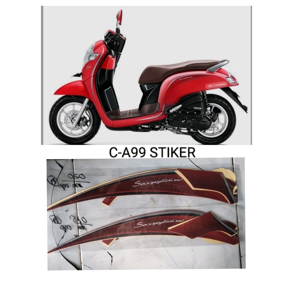 striping original Scoopy 2018 (iss) merah fof, abu2 dof, putih, hitam. fulset body