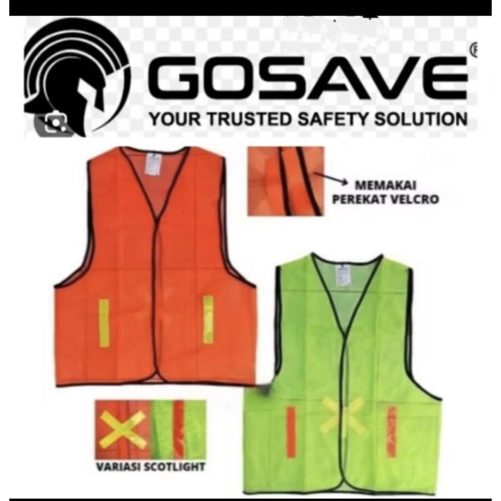 Rompi Jaring Orange Hijau GOSAVE/Rompi Jaring Proyek Hijau Orange GOSAVE