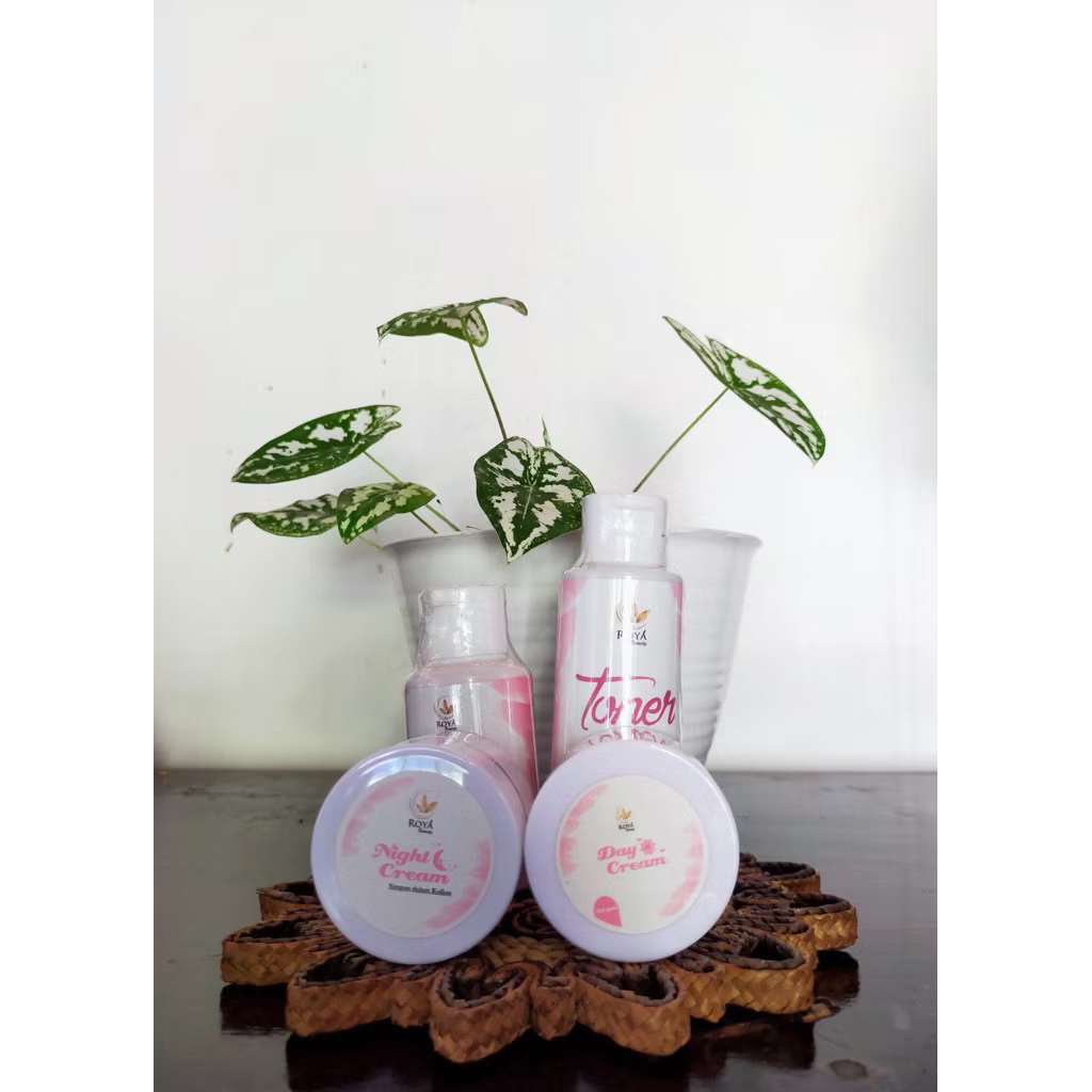 paket lengkap cream Whitening Roya skincare beauty free pouch