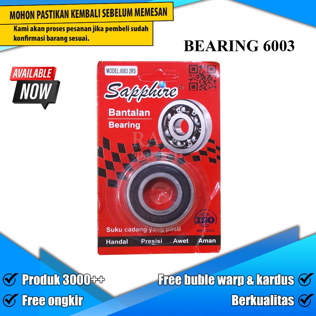 6003 LAKER / BANTALAN BEARINGS / LAHER BEARING 6003