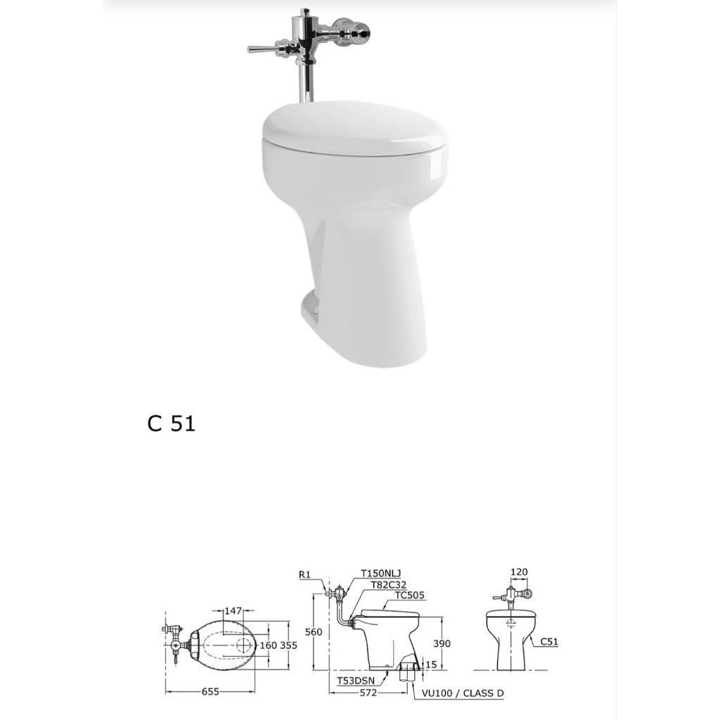 Kloset Closet TOTO C 51 single bowl toilet